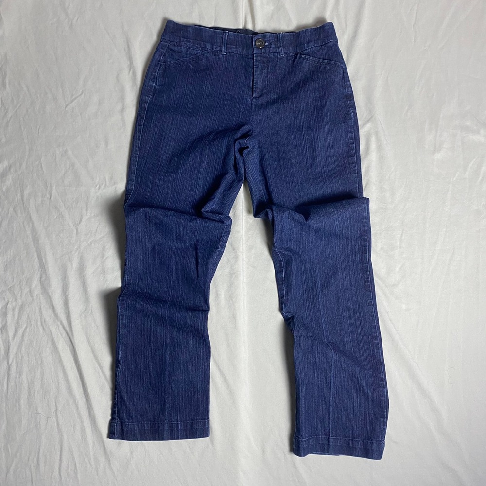 Khakis & Co Womens Blue Flexible Waist Straight Leg Stretch Pants Size 6